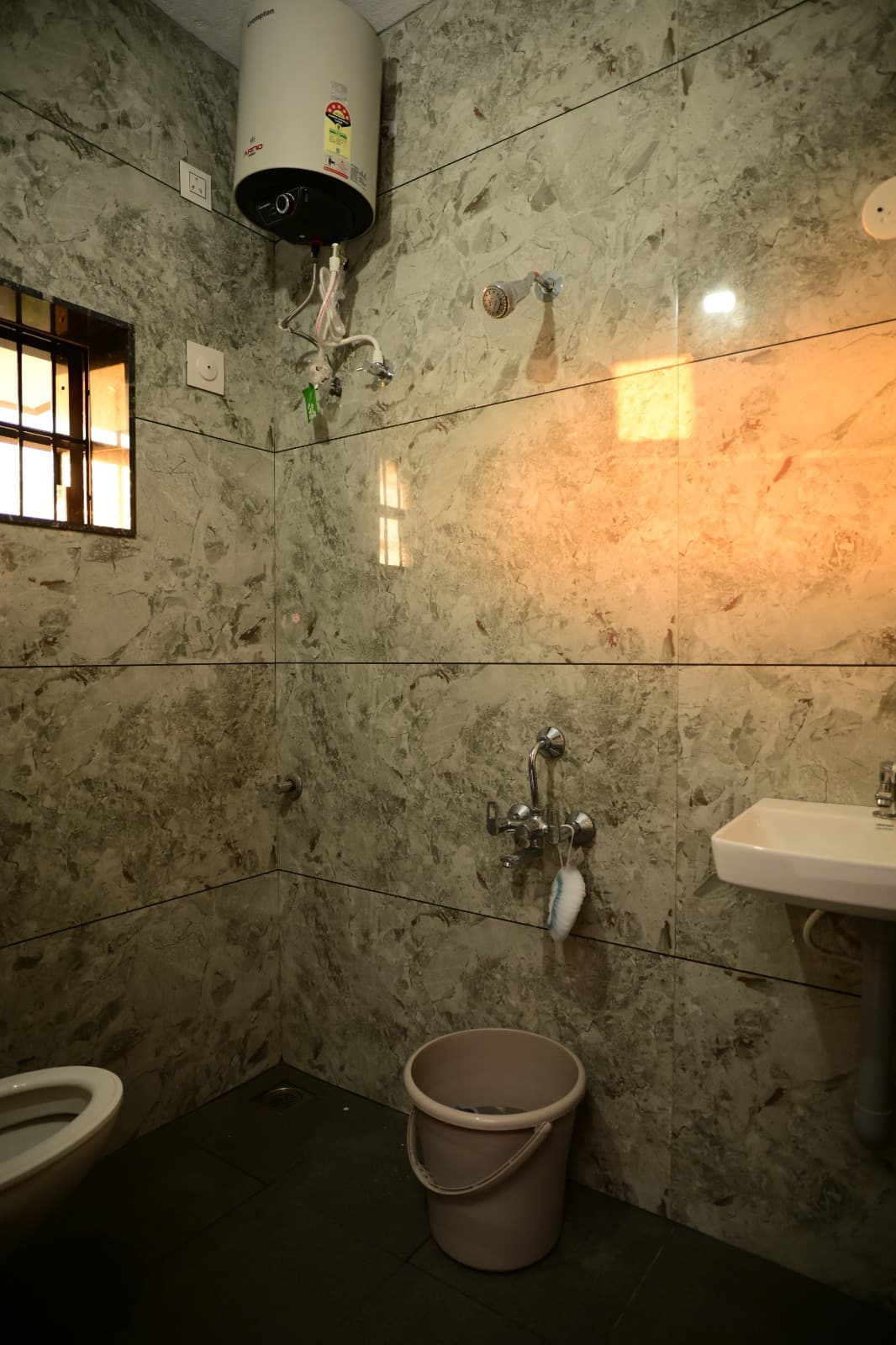 Fresh vanity stocked with essentials for every guest.