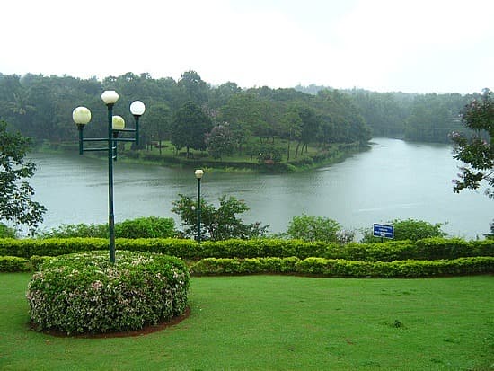 Green park area at Pilikula with lake